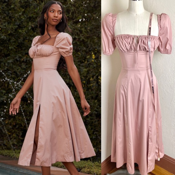 💔SOLD $209 House of CB Tallulah Blush Puff Sleeve Pink Dress - Picture 2 of 12